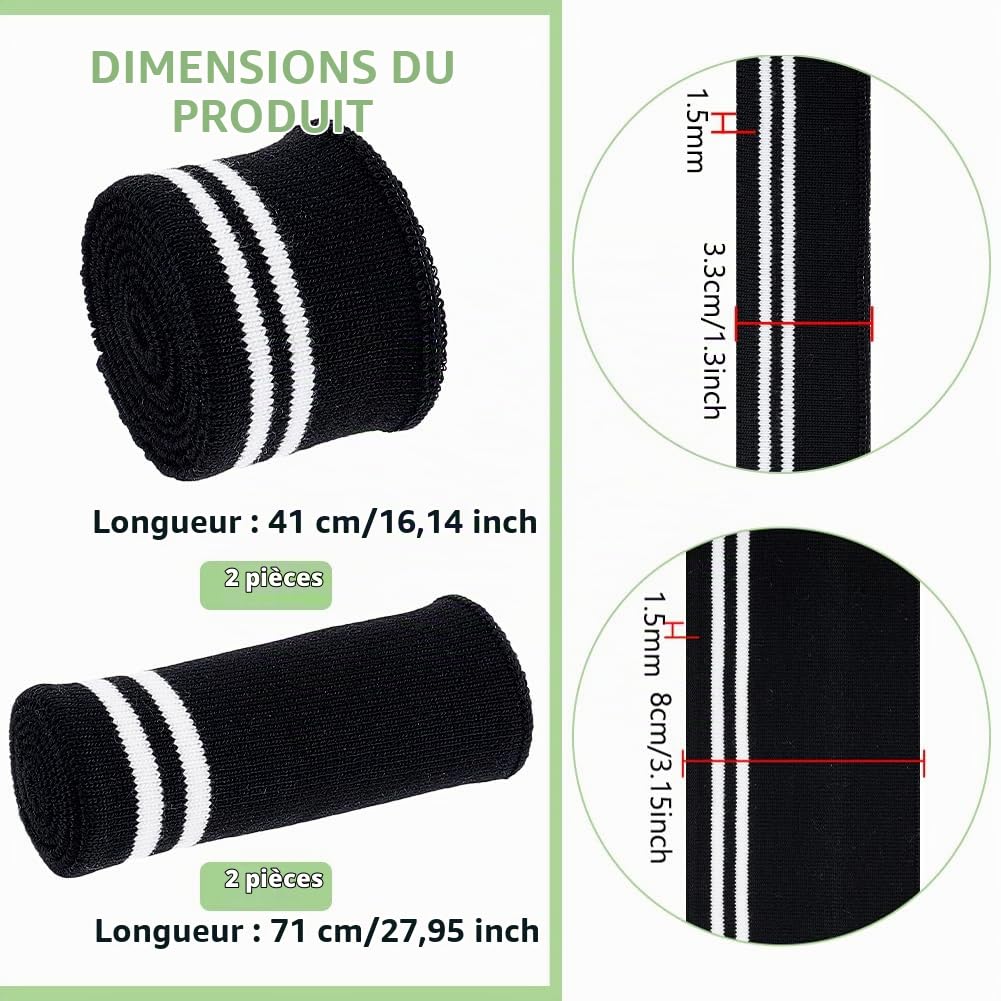 BENECREAT bord-côte tricot noir rayures 4 pièces