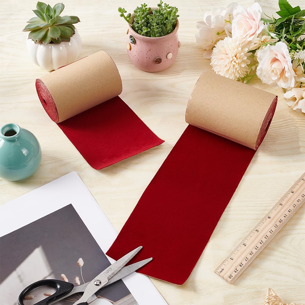 BENECREAT tissu velours adhésif rouge foncé 2 rouleaux 10cm