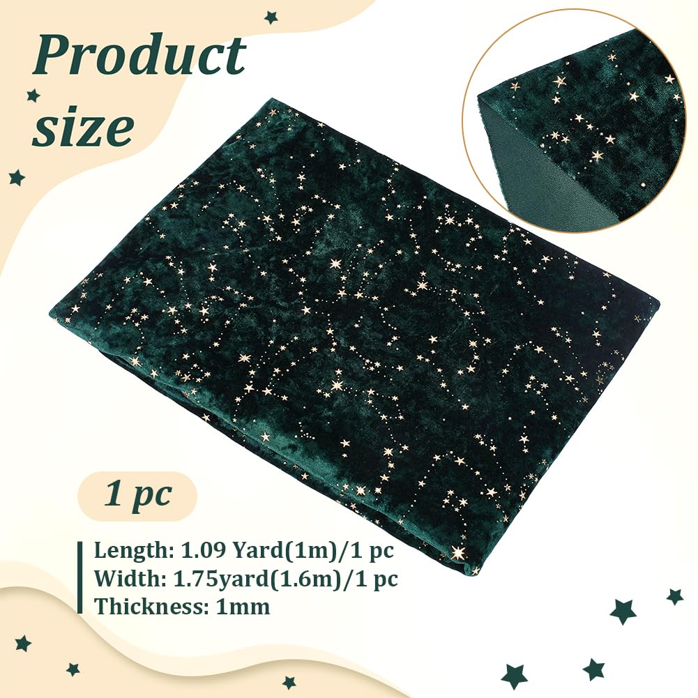 BENECREAT tissu velours étoiles vert foncé 1m 1,6m