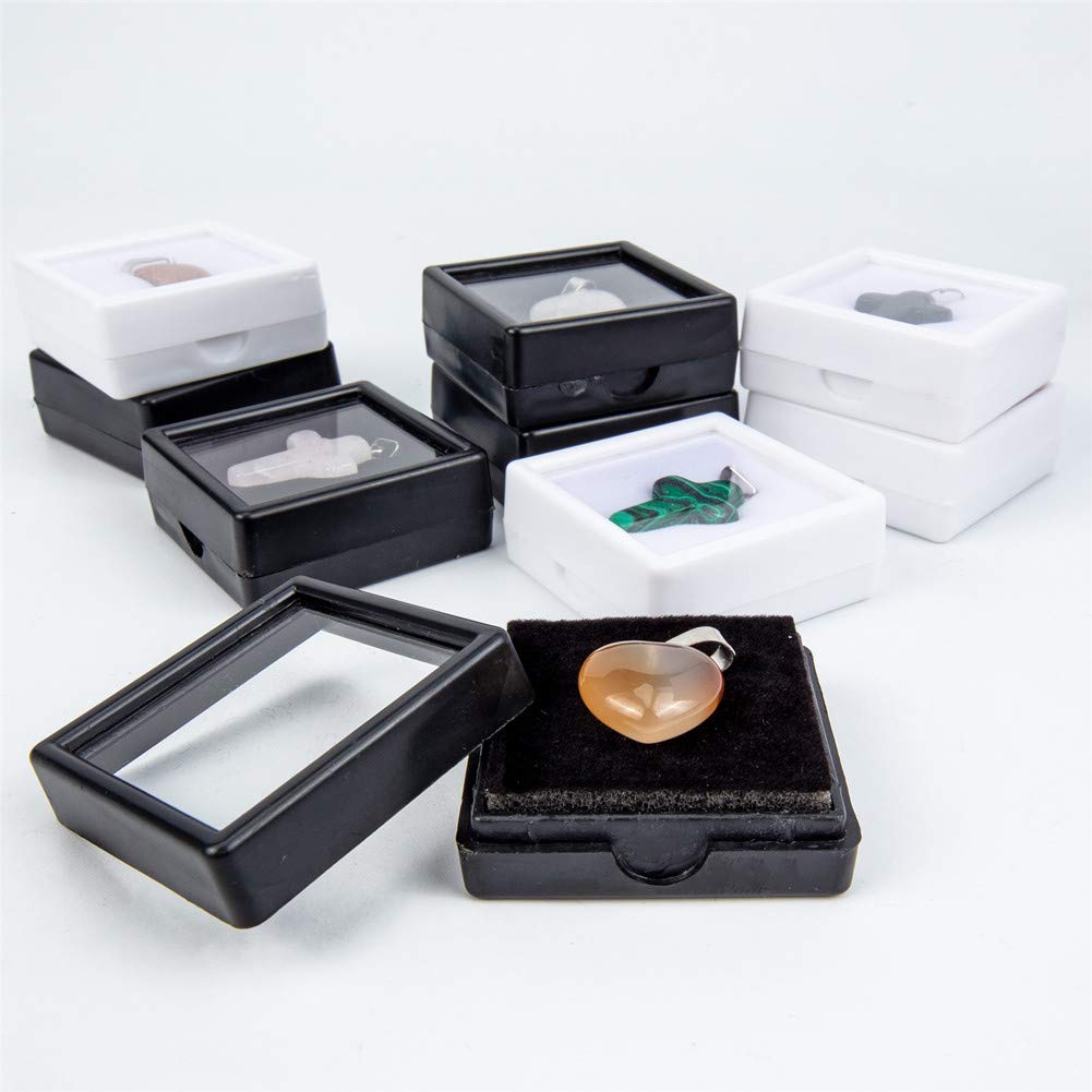 BENECREAT boîte bijoux blanc 4x4x1,5cm lot 24 velours