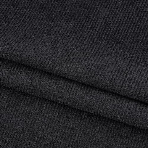 BENECREAT Tissu Velours Côtelé Noir 1x1.5m 11 Raies