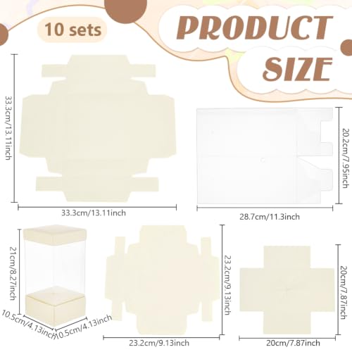 BENECREAT boîtes cadeau transparentes beiges lot 10