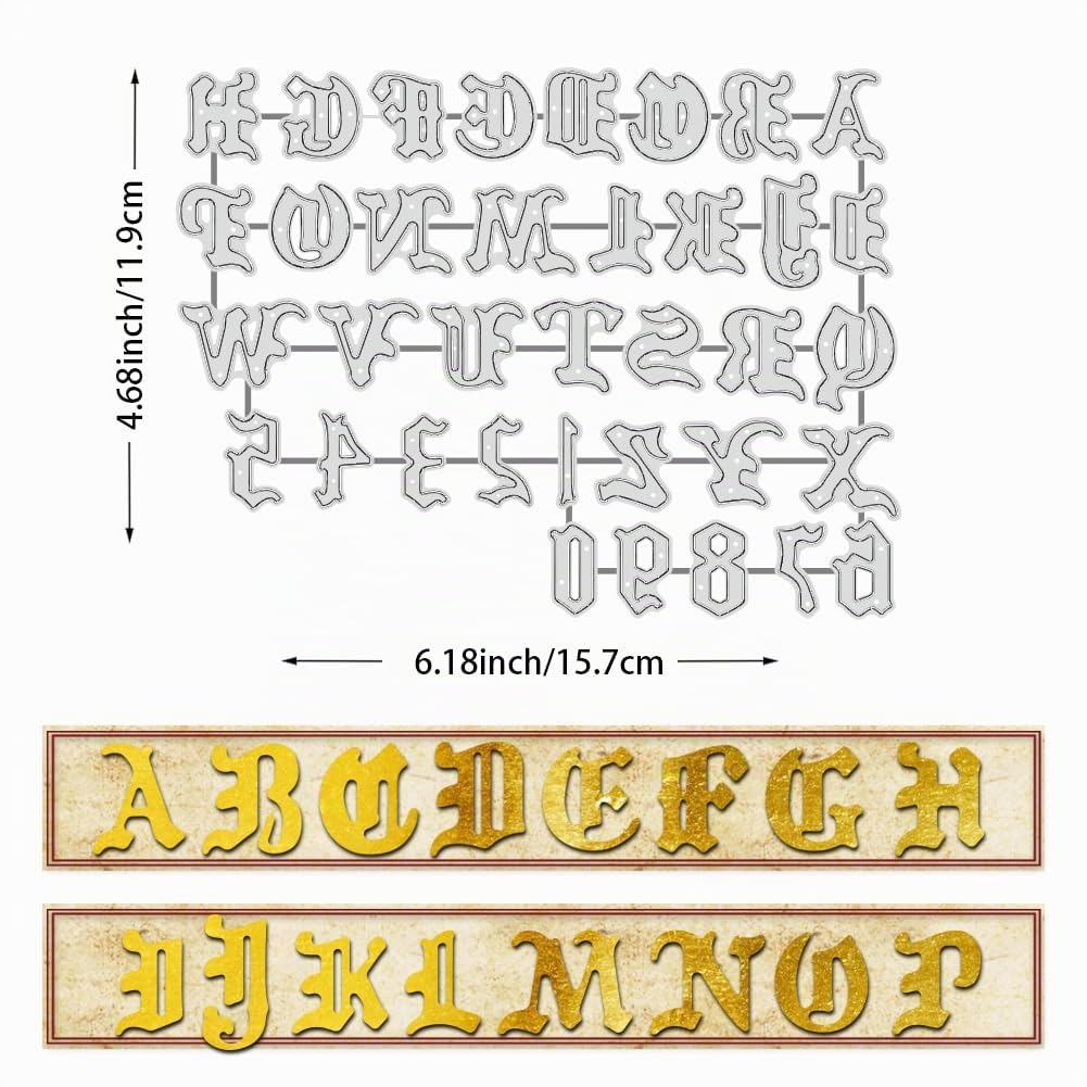 BENECREAT Matrices Découpe Alphabet Gothique Vintage 15,7 cm