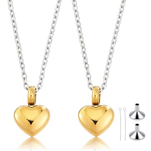 BENECREAT Pendentif Cœur Doré Médaillon Acier Lot de 2
