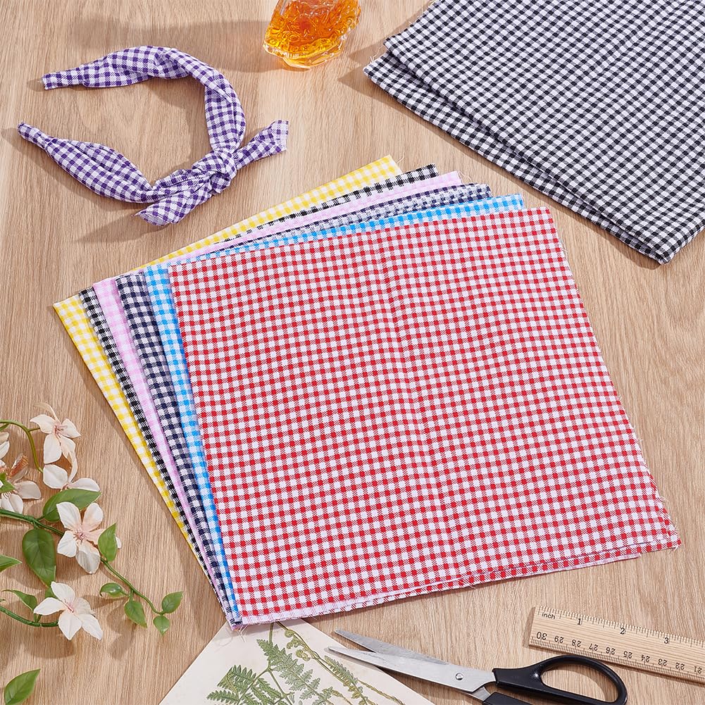 BENECREAT Coupon coton vichy multicolore 50,5x51,5cm lot 14