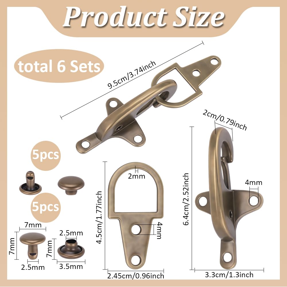 BENECREAT Fermoirs Manteau Boucle Bronze 95 mm 6 Pcs