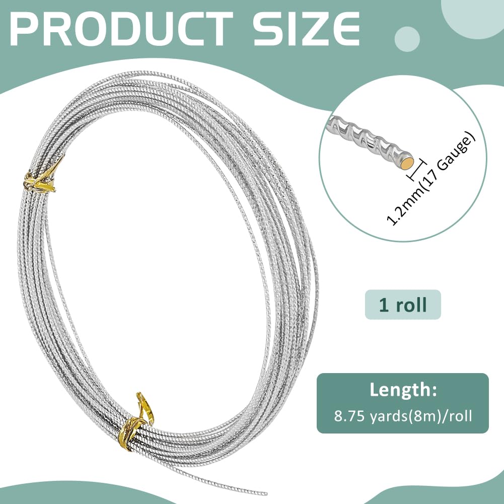 BENECREAT fil laiton texturé platine 8m 1,2mm bijoux