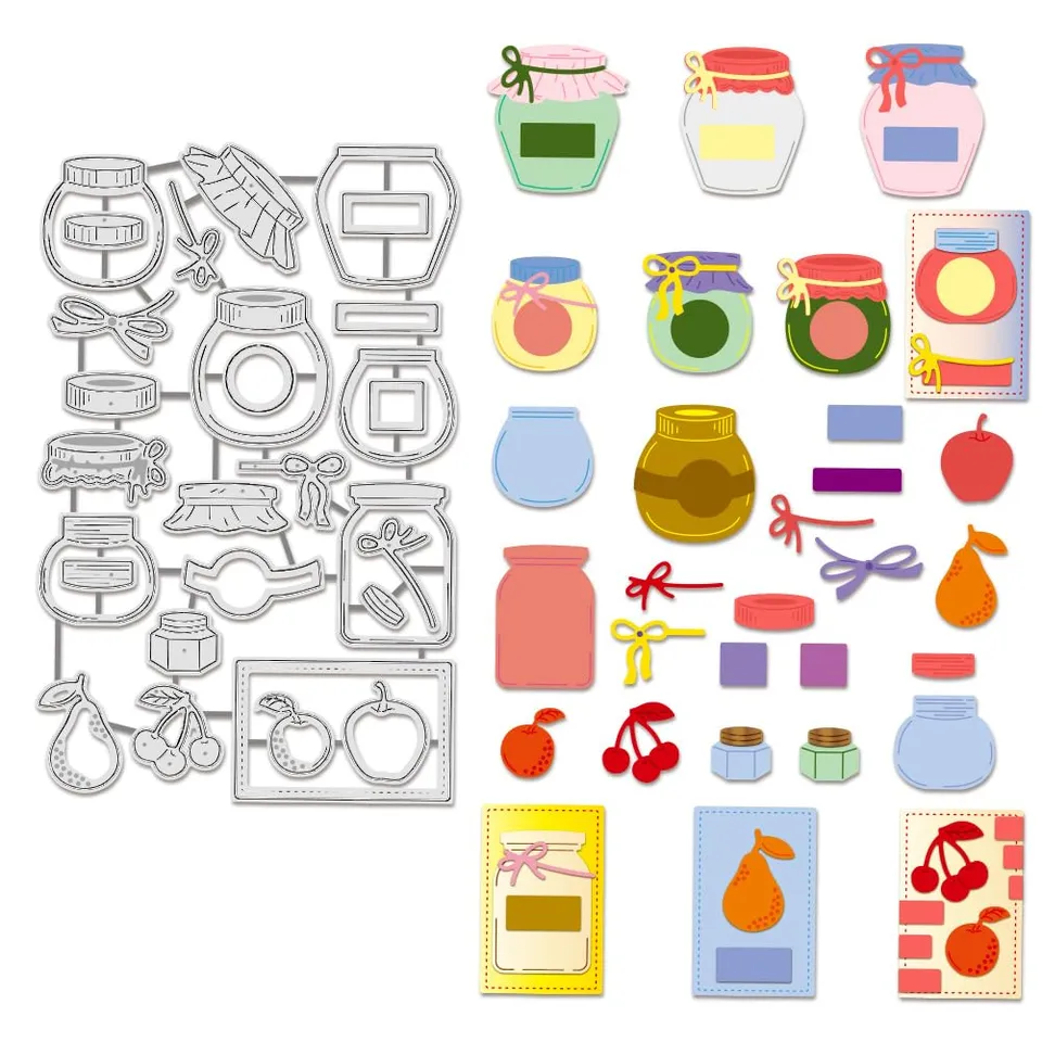 BENECREAT pot fruits dies scrapbooking cerise étiquette