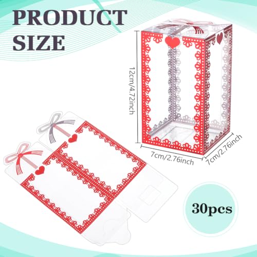 BENECREAT Boîte cadeau plastique rouge 7x7x12cm lot de 30