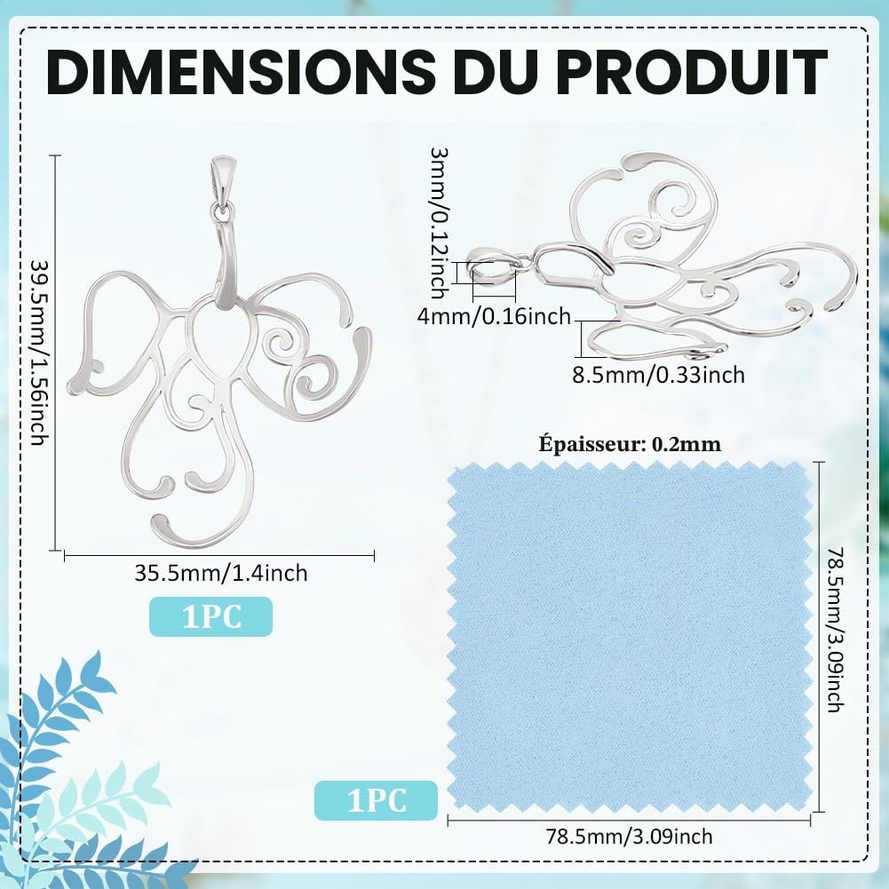BENECREAT Support Pendentif Argent 925 Griffe Irrégulier