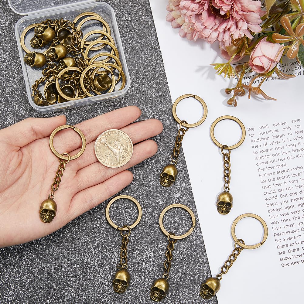 BENECREAT porte-clés crâne bronze antique 70 mm lot de 16