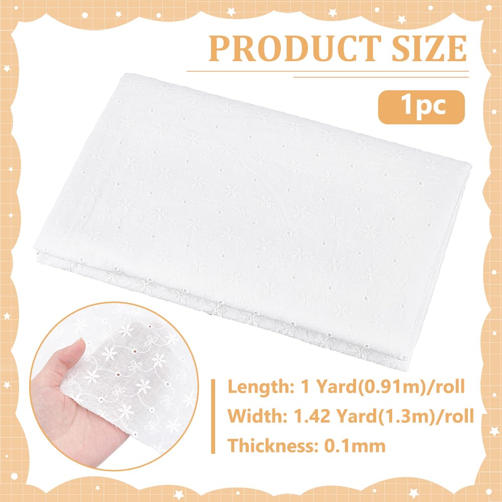 BENECREAT Tissu Dentelle Petite Fleur Unie Blanc 130x91cm