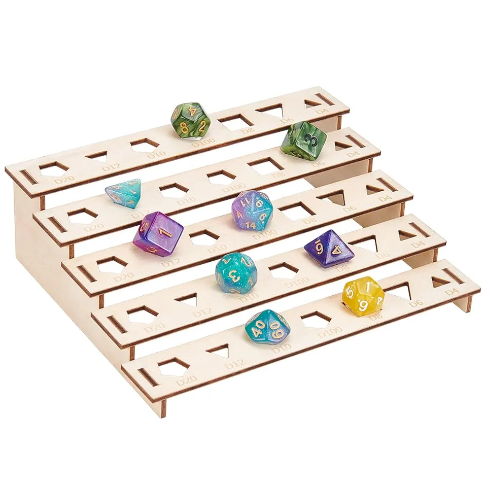 BENECREAT porte-dés bois 5 niveaux amande 18.8x15cm 35pcs