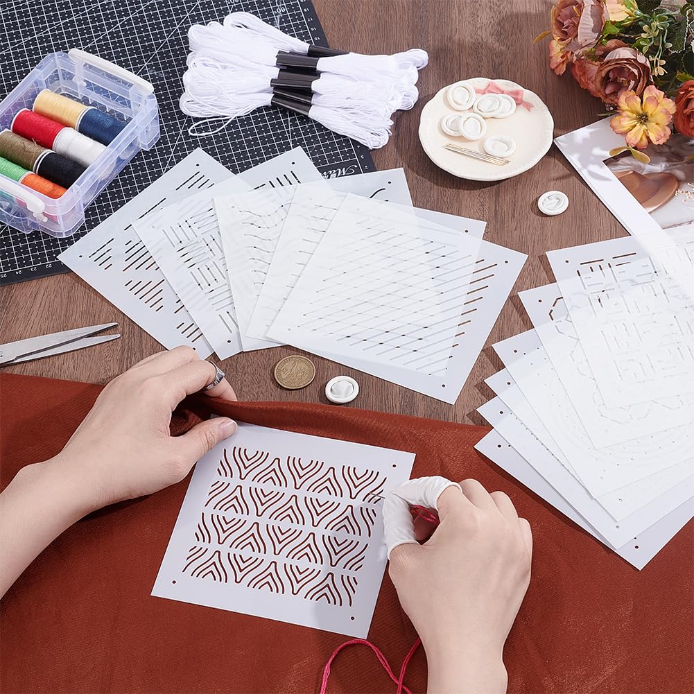 BENECREAT Kit Pochoirs Sashiko 38pcs motifs géométriques