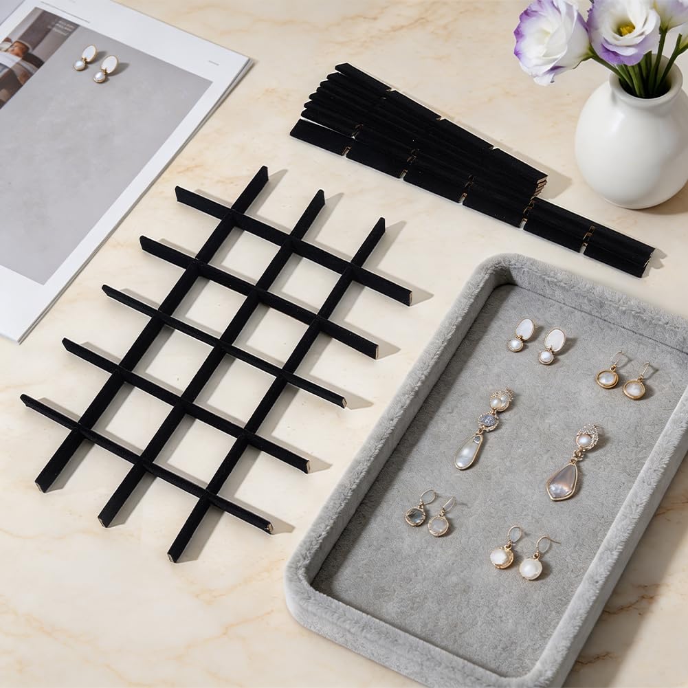 BENECREAT Séparateurs plateau bijoux bois noir 8 pcs