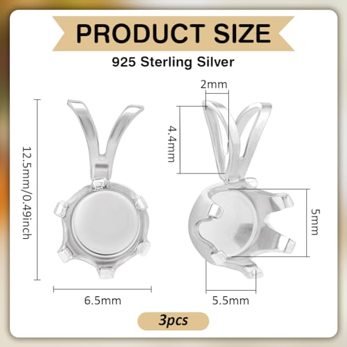 BENECREAT support pendentif argent sterling ovale 12,5x6,5mm x3