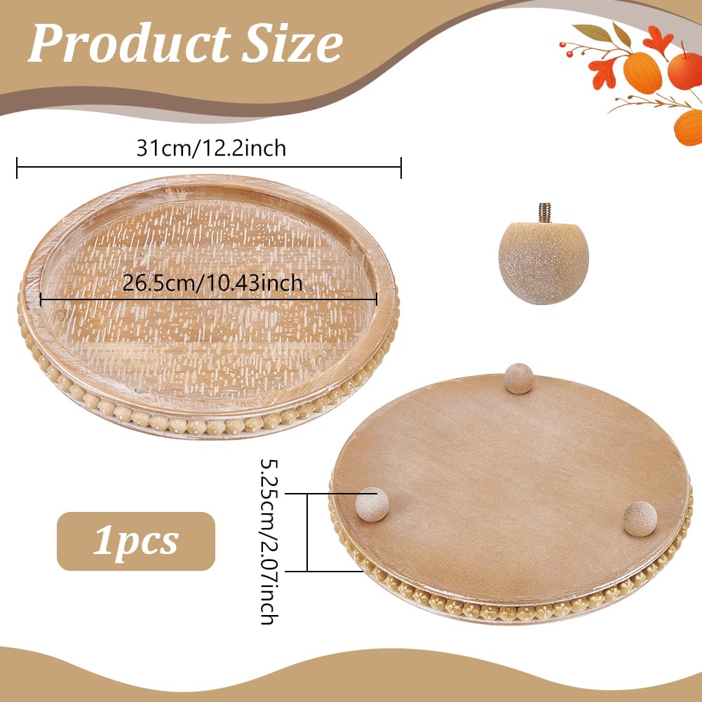 BENECREAT Plateau Bois Rond 31cm Beige Salle de Bain