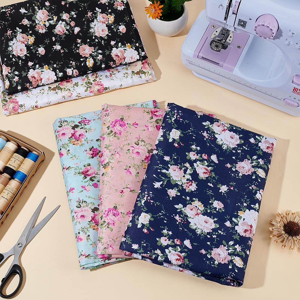 BENECREAT Tissu Polyester Floral 1x1.5m 5pcs Vintage