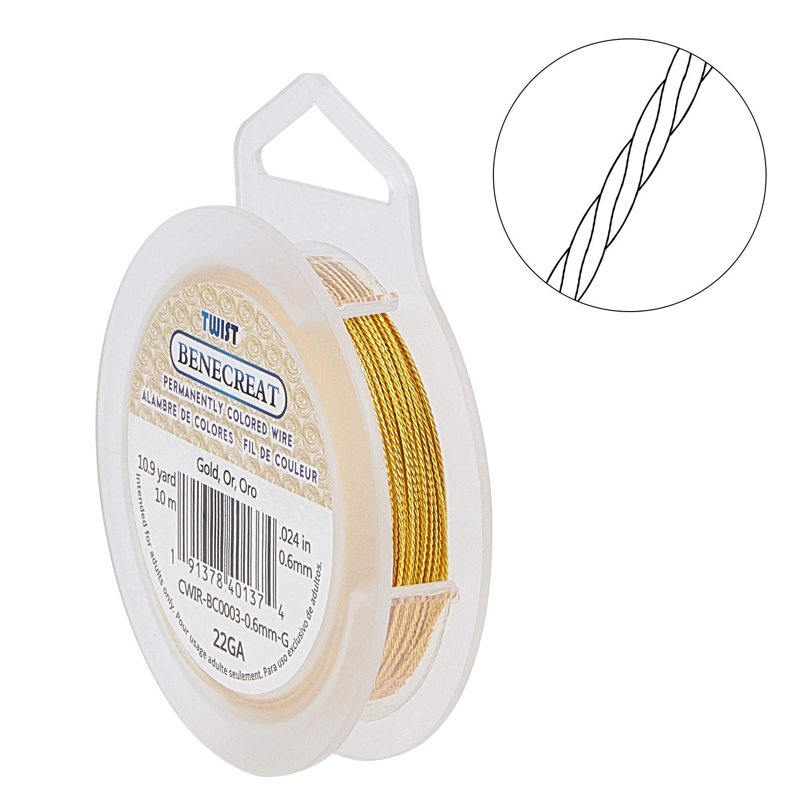 BENECREAT fil torsadé or 0,6 mm 10 m bijoux