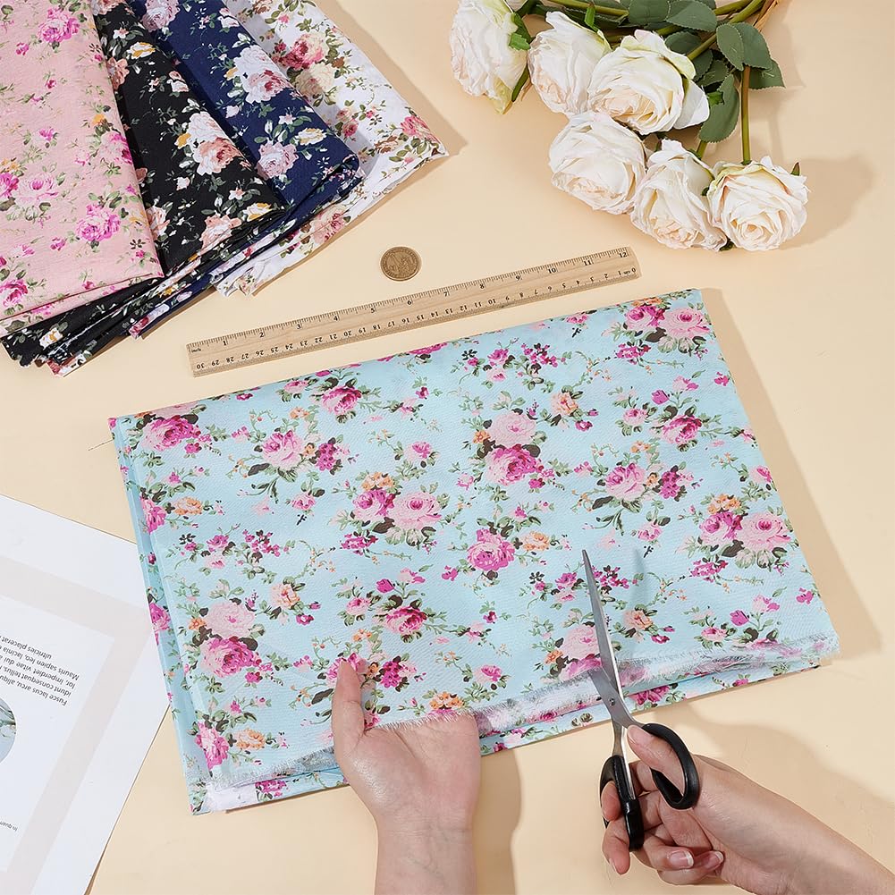 BENECREAT Tissu Polyester Floral 1x1.5m 5pcs Vintage
