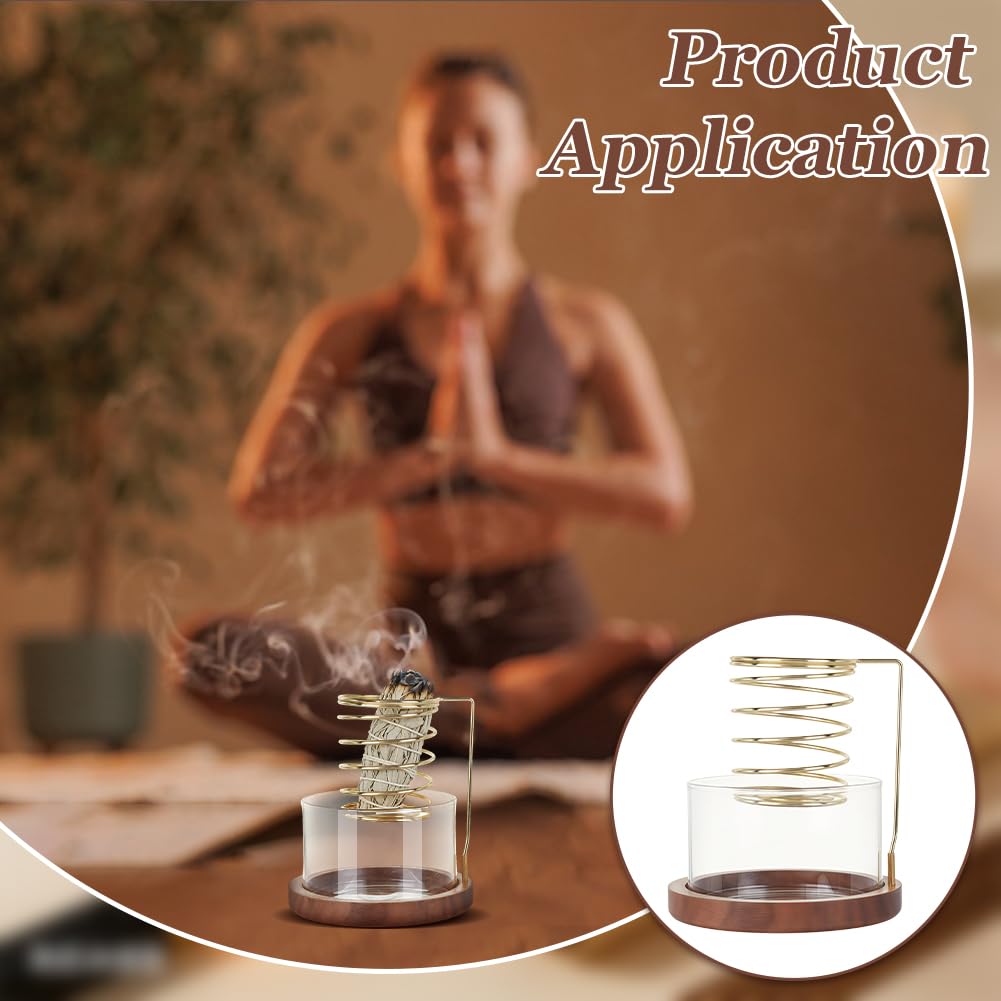 BENECREAT porte-encens verre noyer brun noix