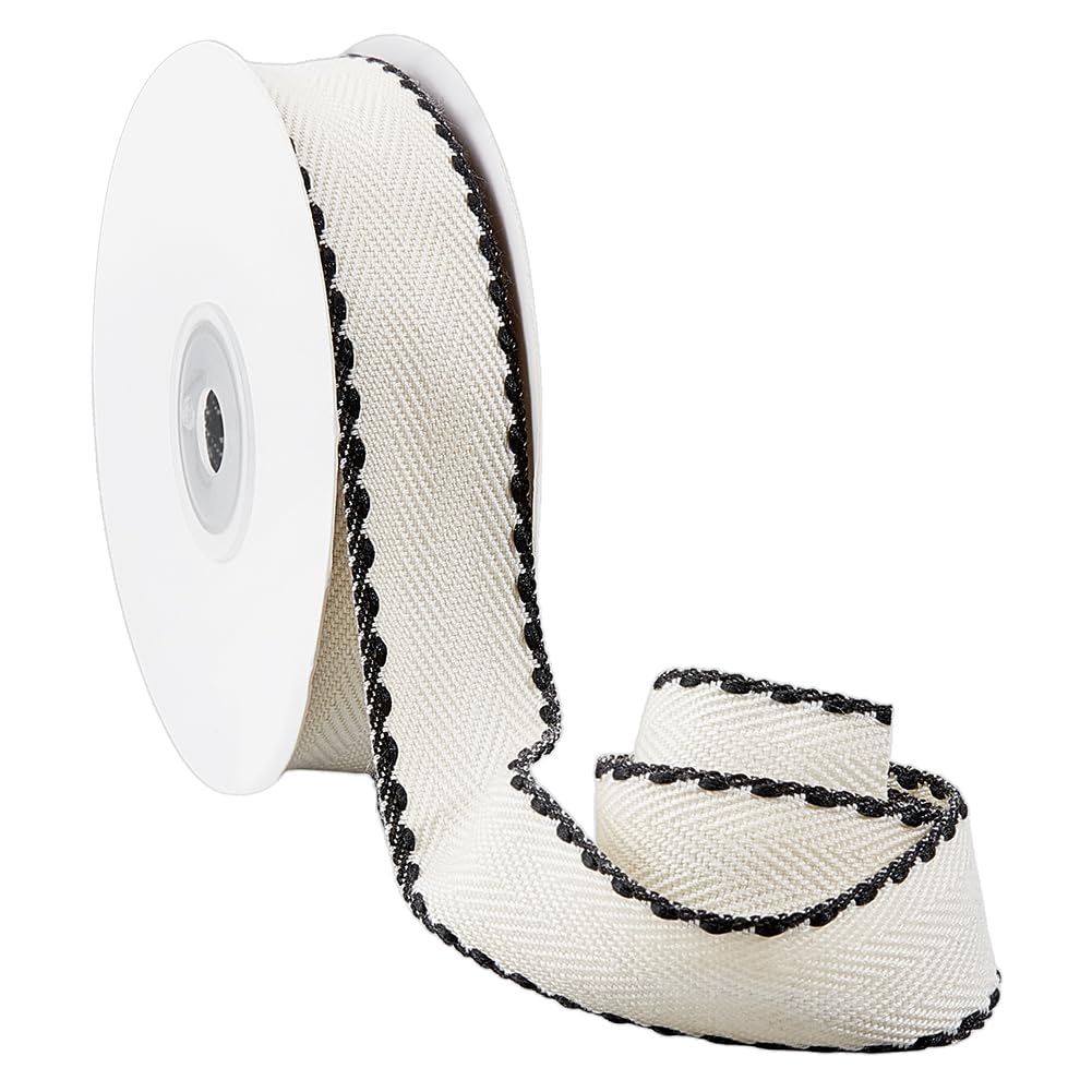 BENECREAT Ruban Rayures Polyester Noir 25mm 9,14m