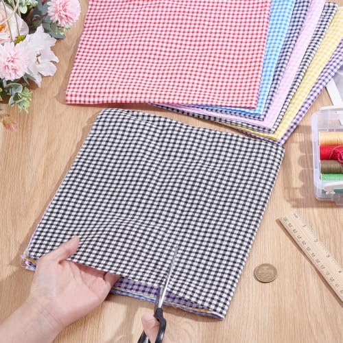 BENECREAT Coupon coton vichy multicolore 50,5x51,5cm lot 14