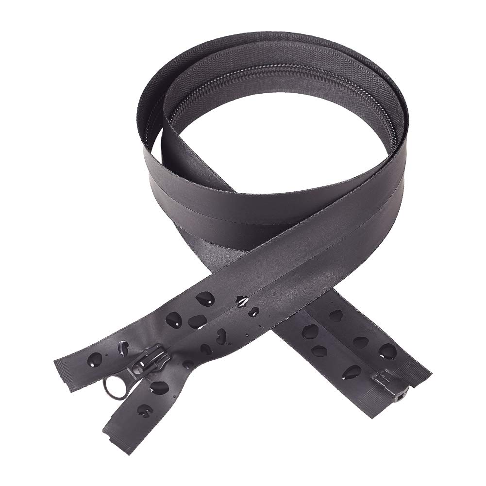 BENECREAT lot 5 fermetures éclair nylon noires imperméables 80 cm