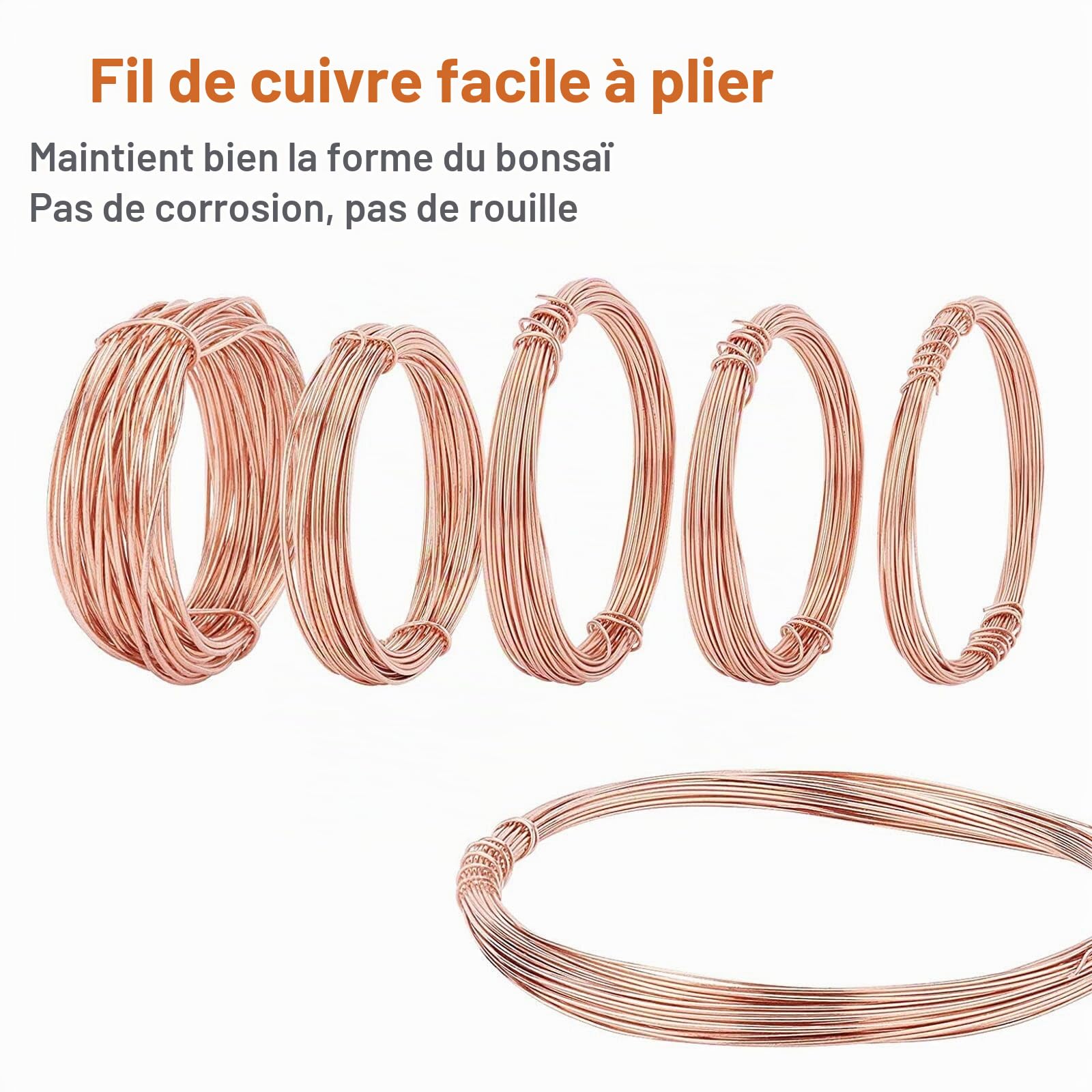 BENECREAT Fil Cuivre Bijoux 0.3-1mm 12 Rouleaux 5m
