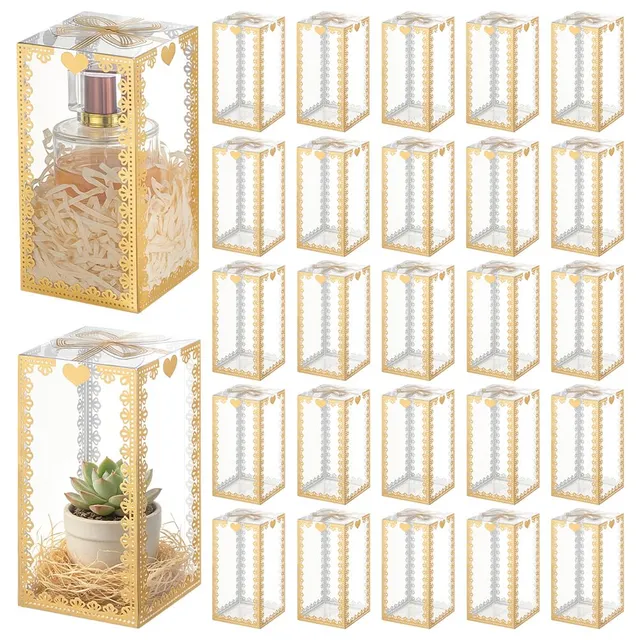 BENECREAT boîte cadeau transparente doré 30 pcs 80x80mm