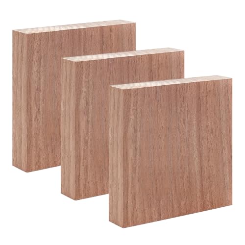 BENECREAT Bloc Bois Noyer Sculpture Brut 100mm Lot de 3