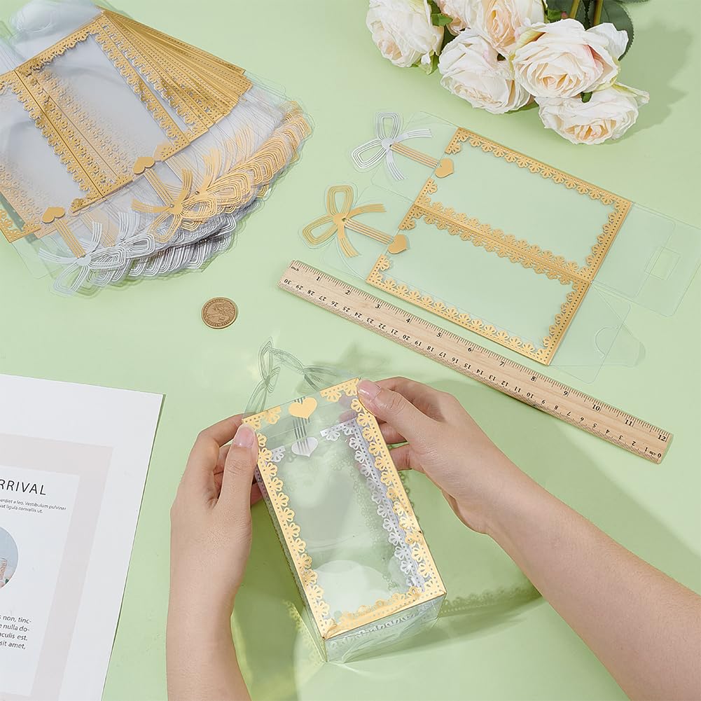 BENECREAT boîte cadeau transparente doré 30 pcs 80x80mm
