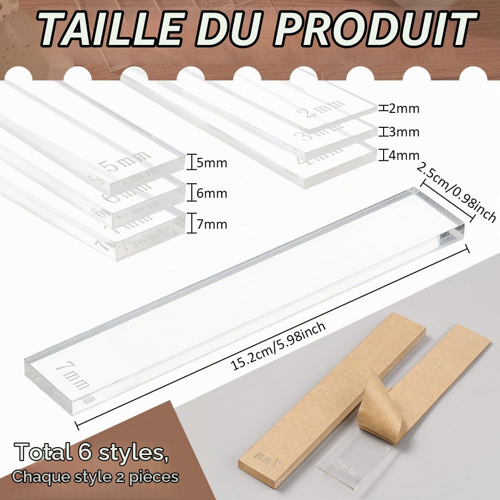 BENECREAT guides profondeur argile polymère 12 pcs 6 tailles