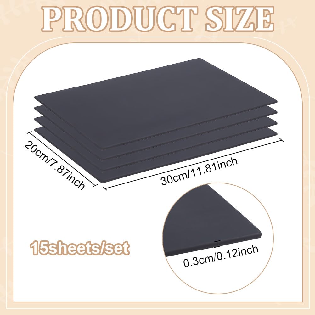 BENECREAT feuilles mousse PVC noires 30x20cm lot 15
