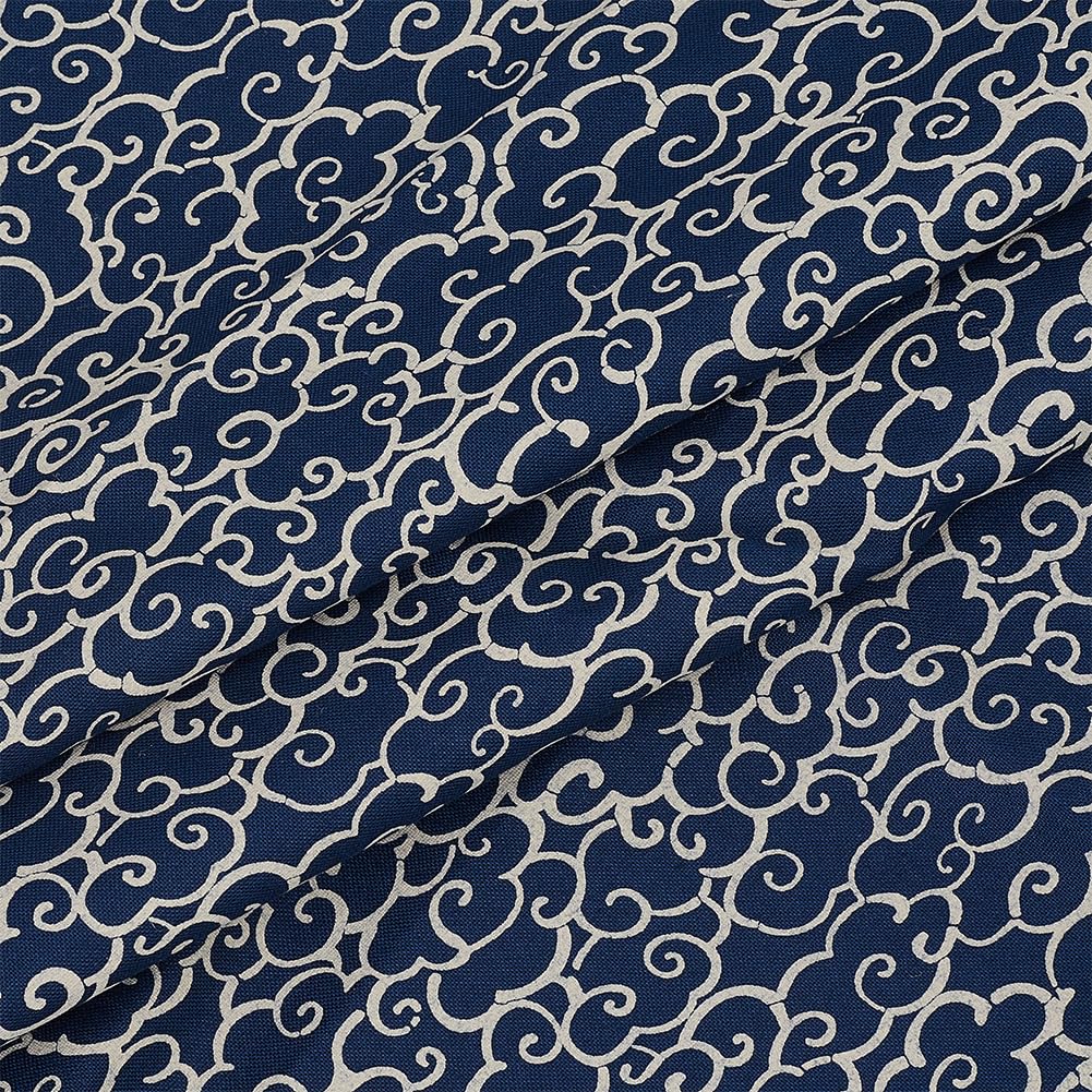BENECREAT Tissu Coton Motif Fleuri 1m x 1,5m bleu nuit