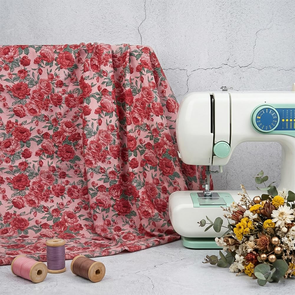 BENECREAT tissu polyester motif rose 100x140cm fleuri