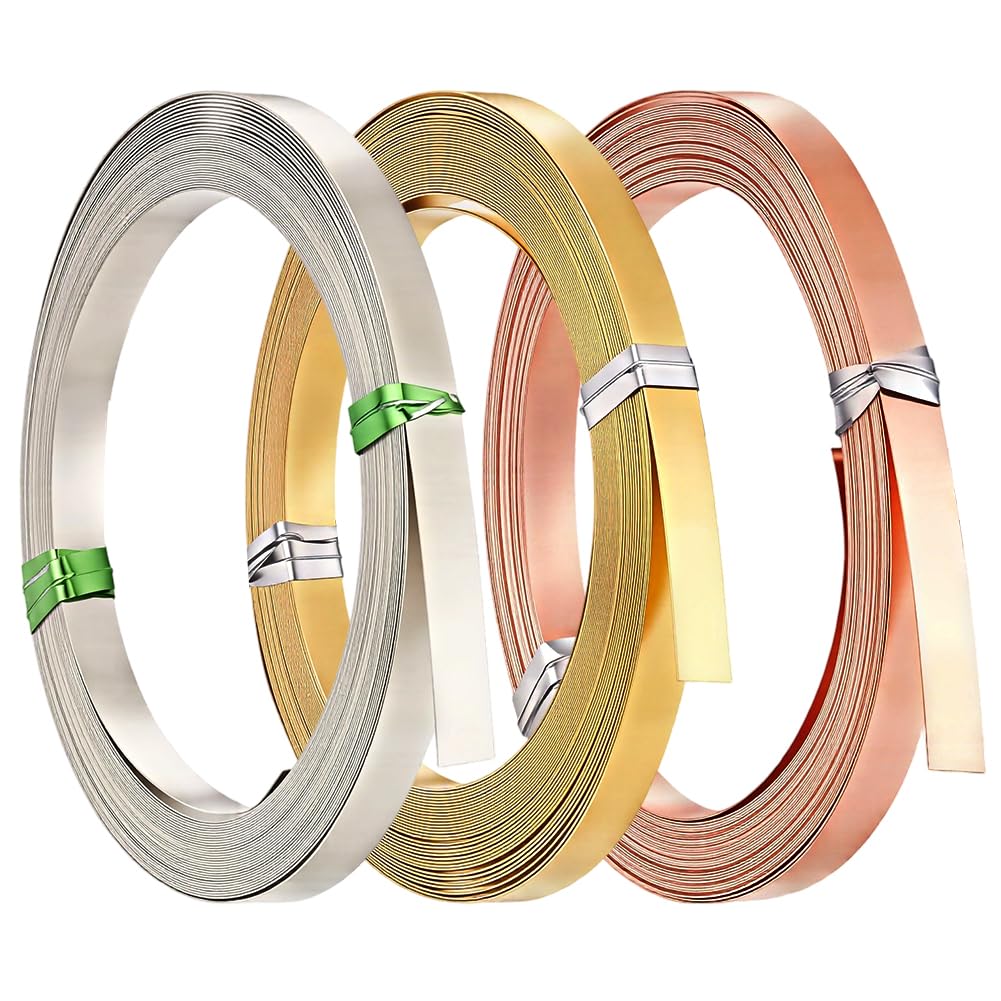 BENECREAT Fil Cuivre Plat 3x0.2mm Fil Bijoux 18m 3 Couleurs