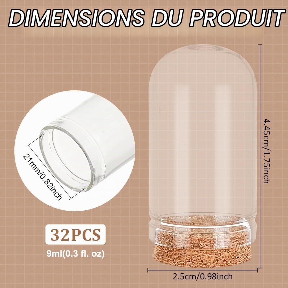 BENECREAT Bocaux Verre 15ml Bouchon Liège 32 Pièces Rond