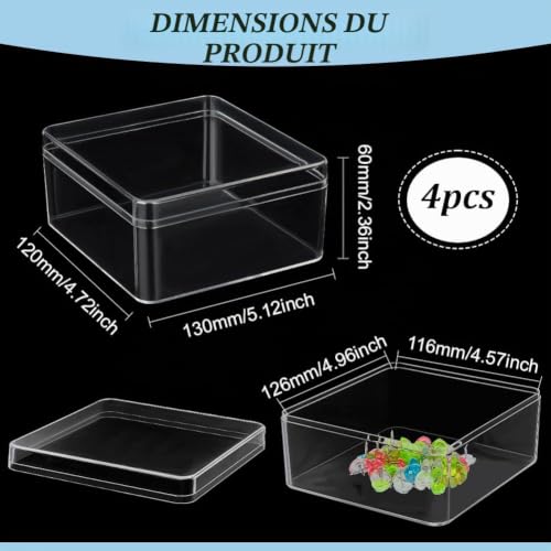 BENECREAT Boîtes acrylique transparentes 12cm x4