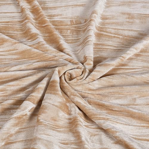 BENECREAT Tissu velours beige polyélasthanne 1x1,7m