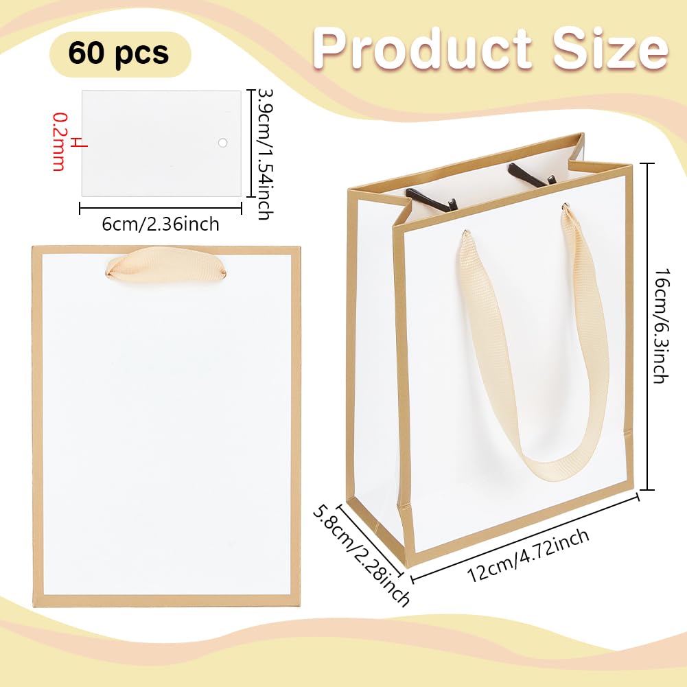 BENECREAT Mini Sacs Cadeau Goldenrod 12 cm avec Étiquettes x60