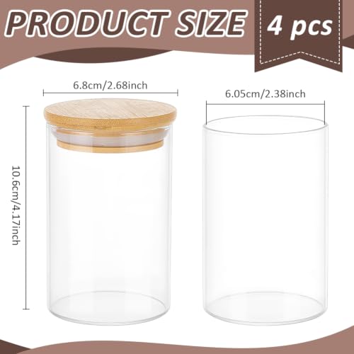BENECREAT bocaux verre 300ml couvercle bois 4 pièces