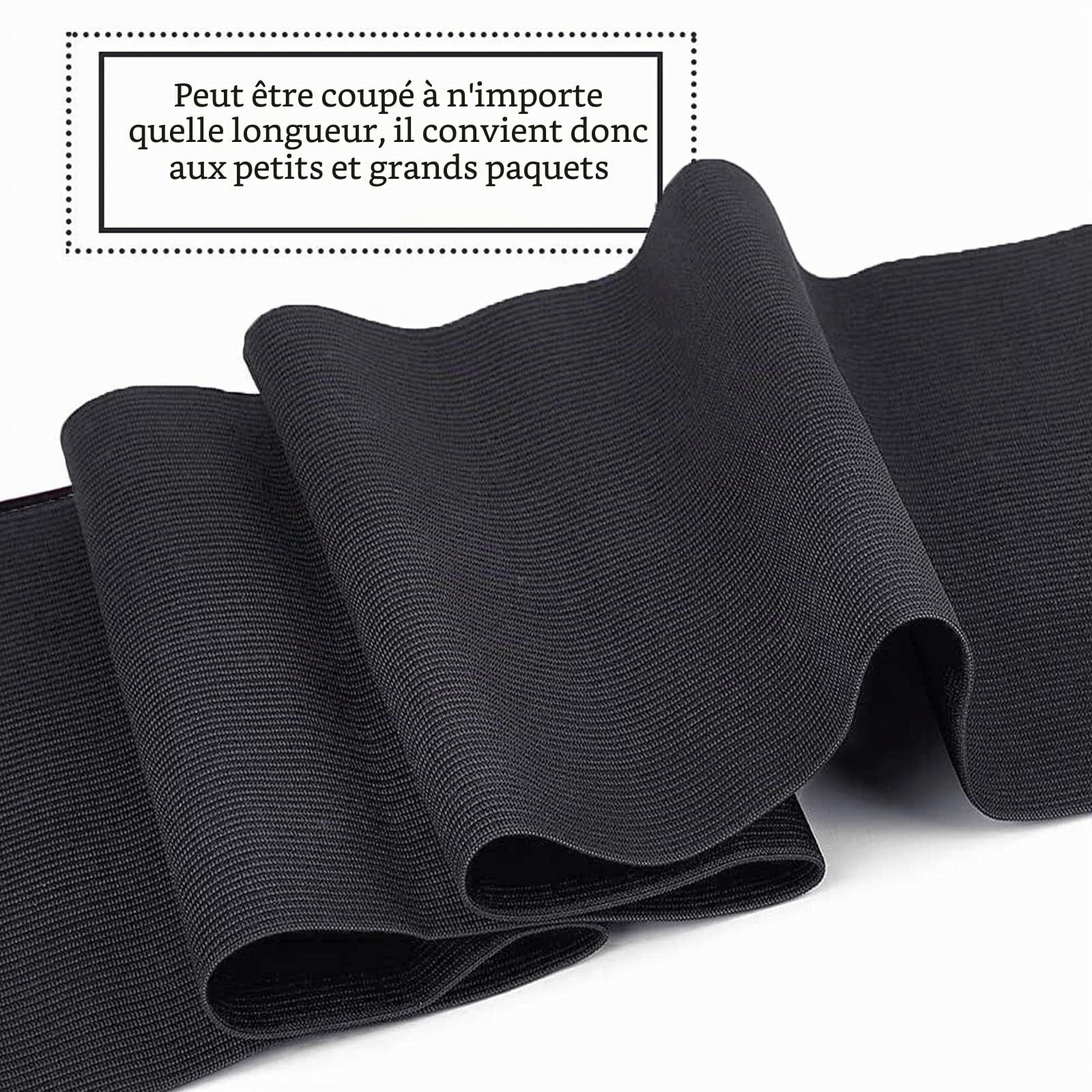 BENECREAT élastique plat noir 200mm x 4m couture