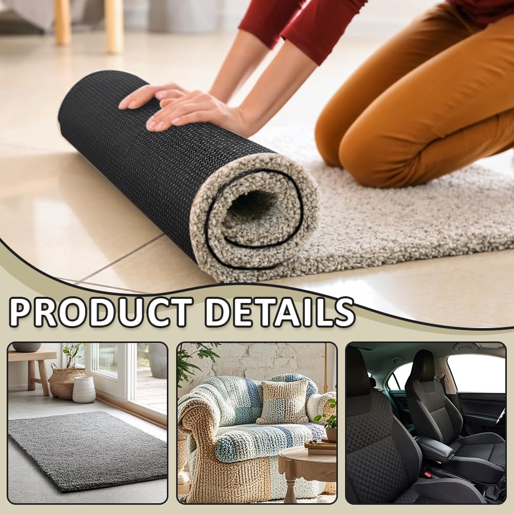 BENECREAT tissu sous-tapis antidérapant noir 5 m