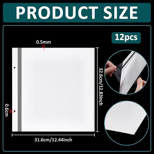 BENECREAT Pages Album Photo Autocollantes 12pcs Grand Format Blanc
