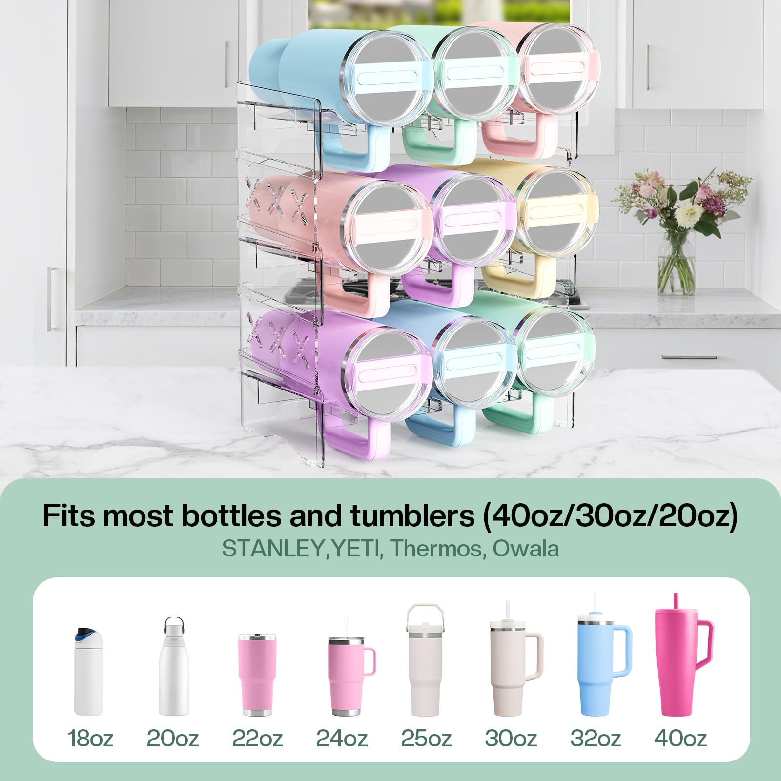 JYPS Porte-bouteilles empilable 3 niveaux 9 bouteilles transparent
