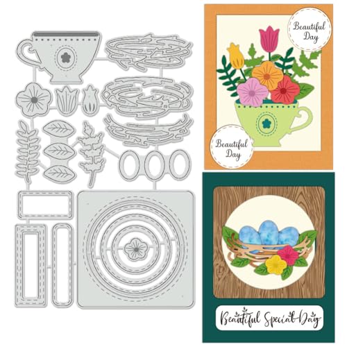 BENECREAT Dies Découpe Nid Oiseau Thé Fleurs 11,2x17,2cm
