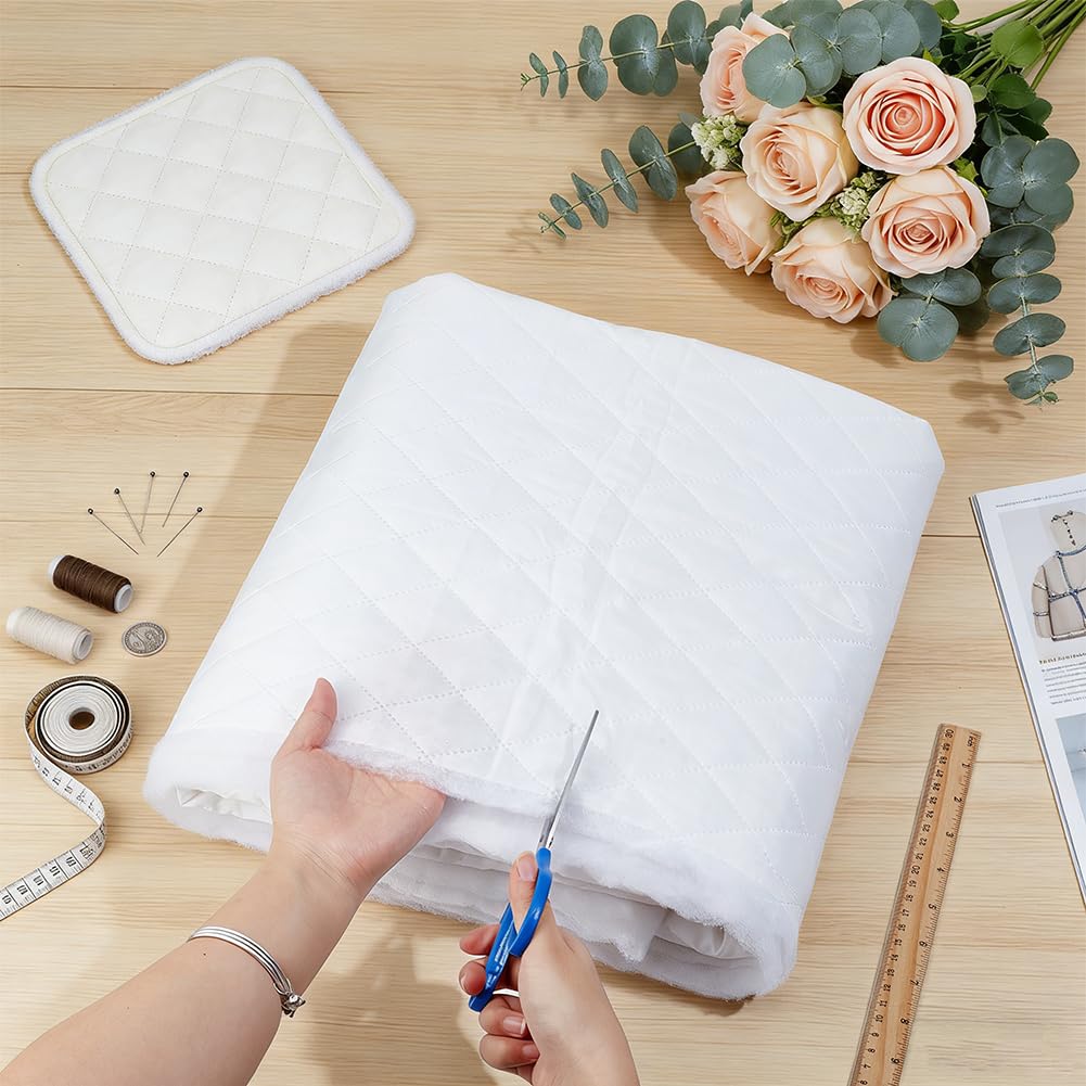 BENECREAT tissu ouatine matelassé blanc 2m polyester