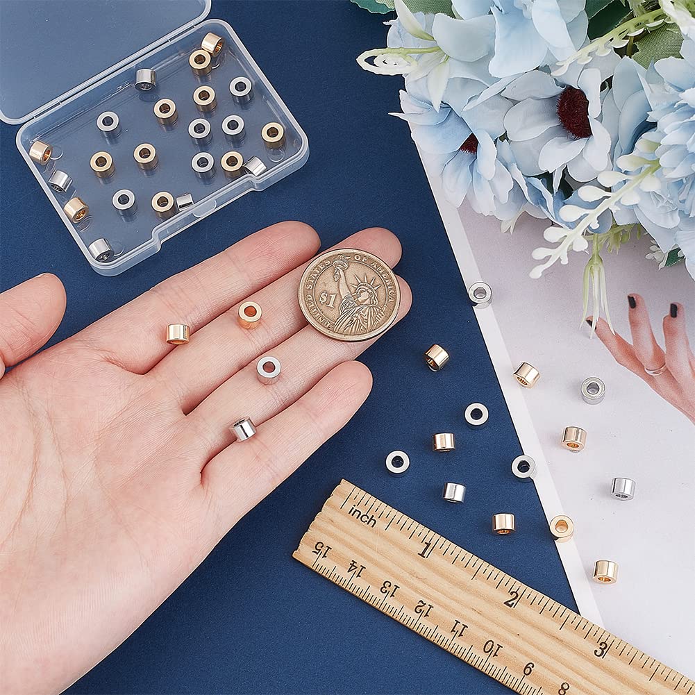 BENECREAT 40 perles intercalaires colonne 6x4 mm doré