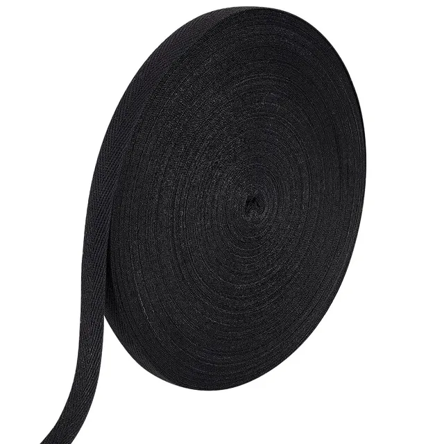 BENECREAT Ruban Sergé Coton 45m x 15mm Noir Chevrons
